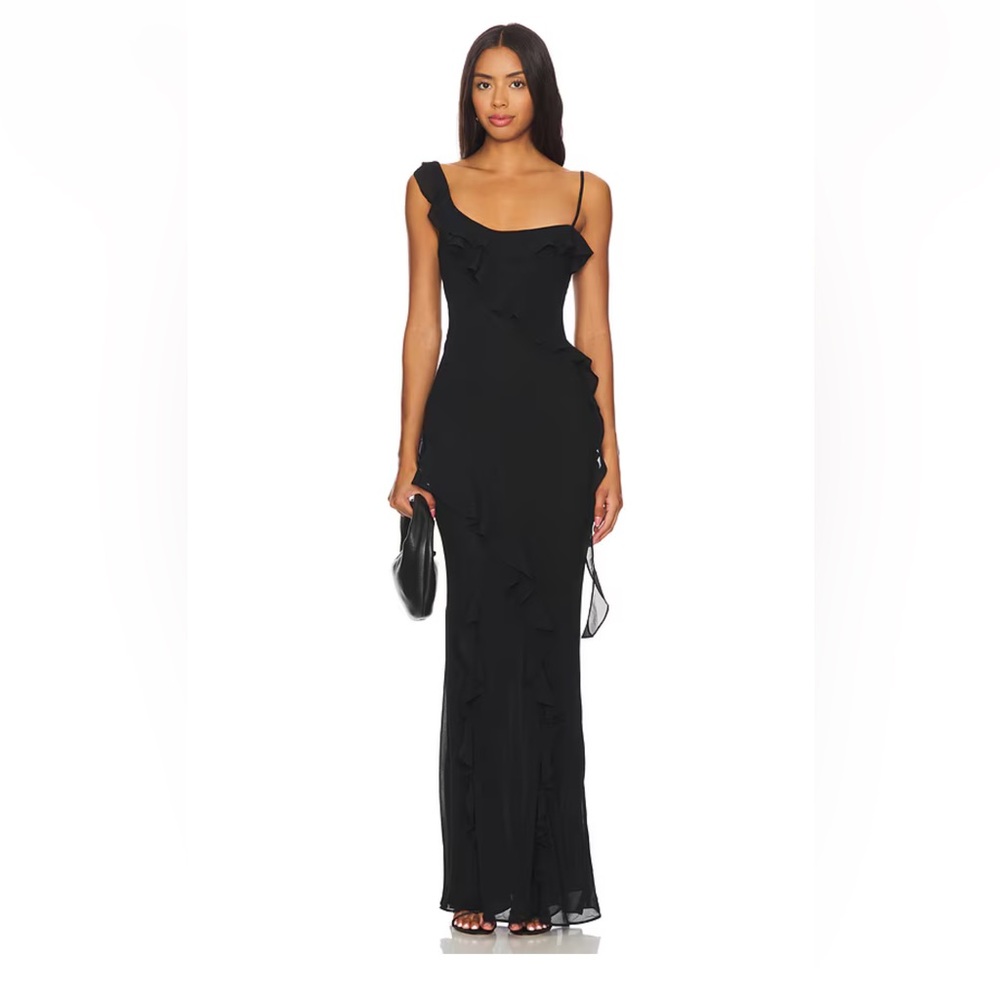 MAJORELLE Black One Shoulder Dress